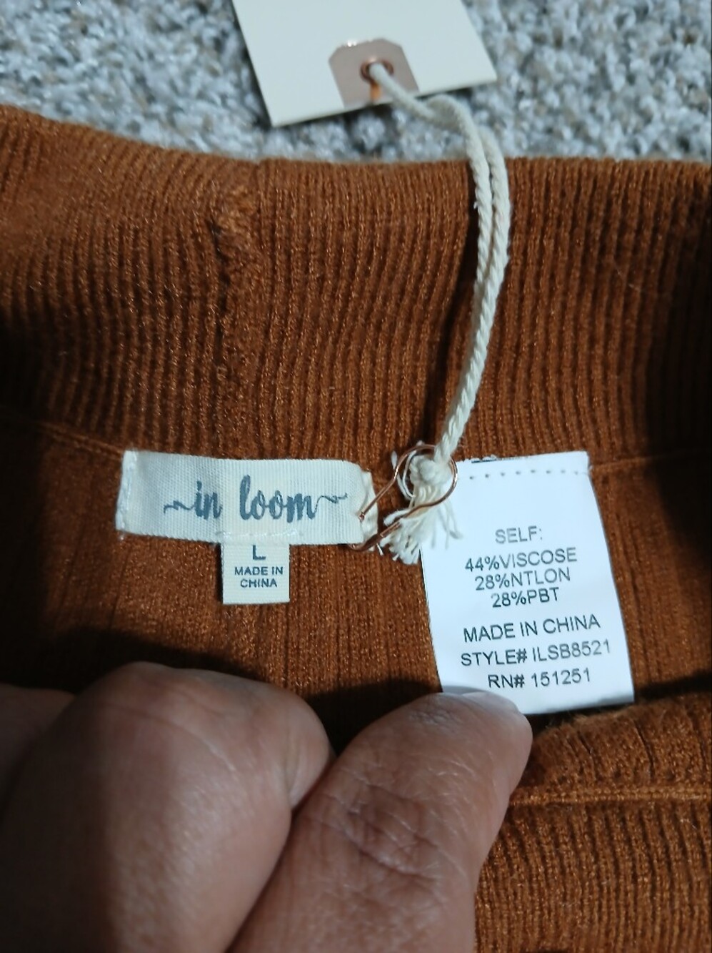In Bloom Straight-Leg Ribbed Jeans in Rust - Picture 4 of 14